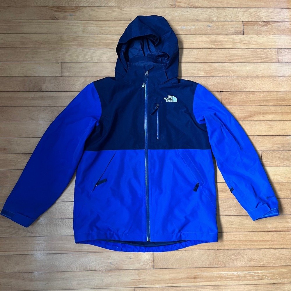 The North Face Boys XL Blue Navy Colorblock Hooded Rain Jacket Windbreaker Shell